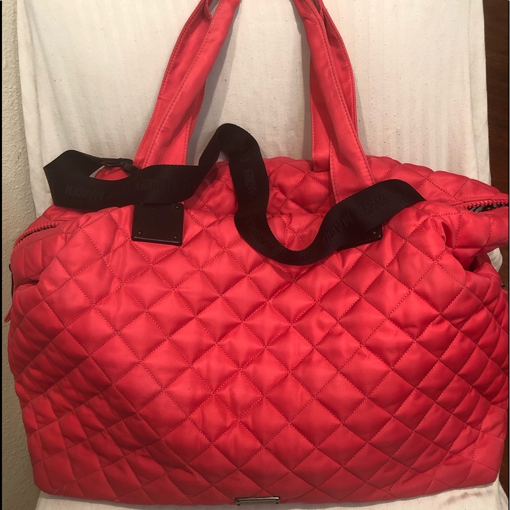 Steve Madden hot pink quilted weekender